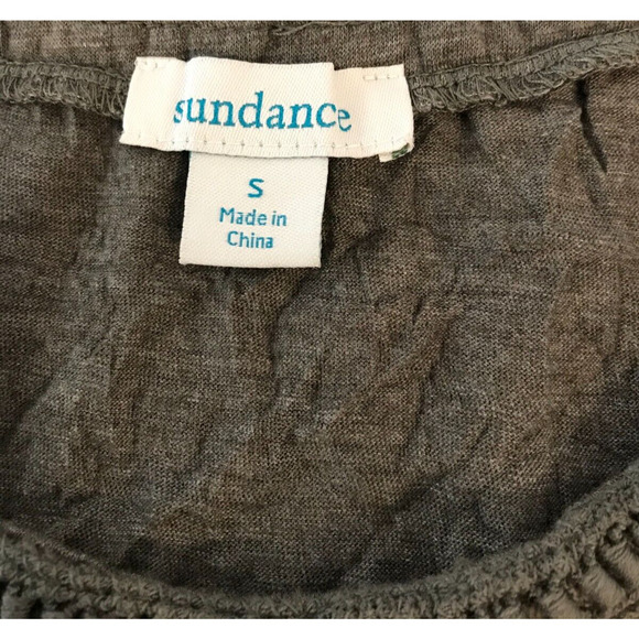 Sundance Women's Long-Sleeve Royal Rosie Olivenight Green Crinkle Top - Small - Picture 8 of 10